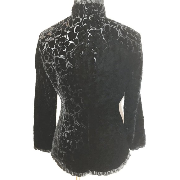 Noviello Bloom Black Velvet Victorian 90’s Jacket - Picture 5 of 12